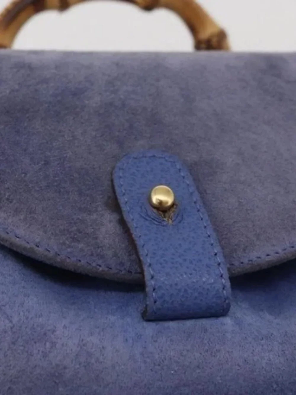 GUCCI Bamboo Backpack Suede Blue 003 8030 3444 Auth ki6661A